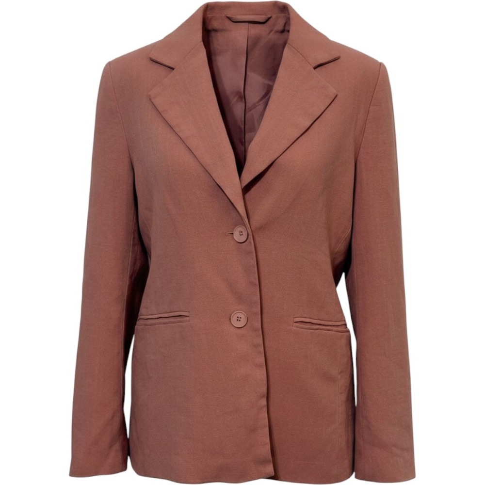 Kittenish Women Blazer Small Terracotta Rayon Linen Business Casual Minimalist